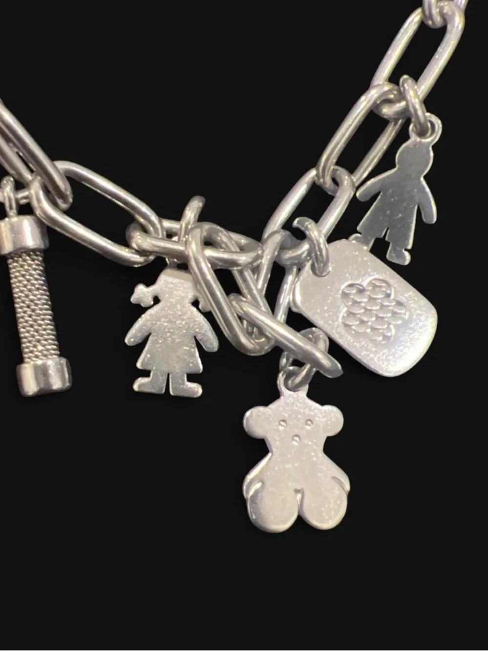 Tous Silver-tone Charm Bracelet with Heart, Star & Teddy Charms